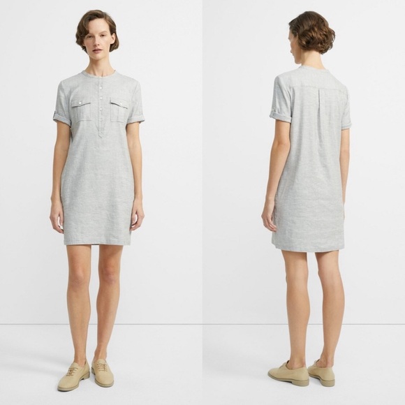 Theory Stretch Linen Shift Dress - Picture 1 of 5